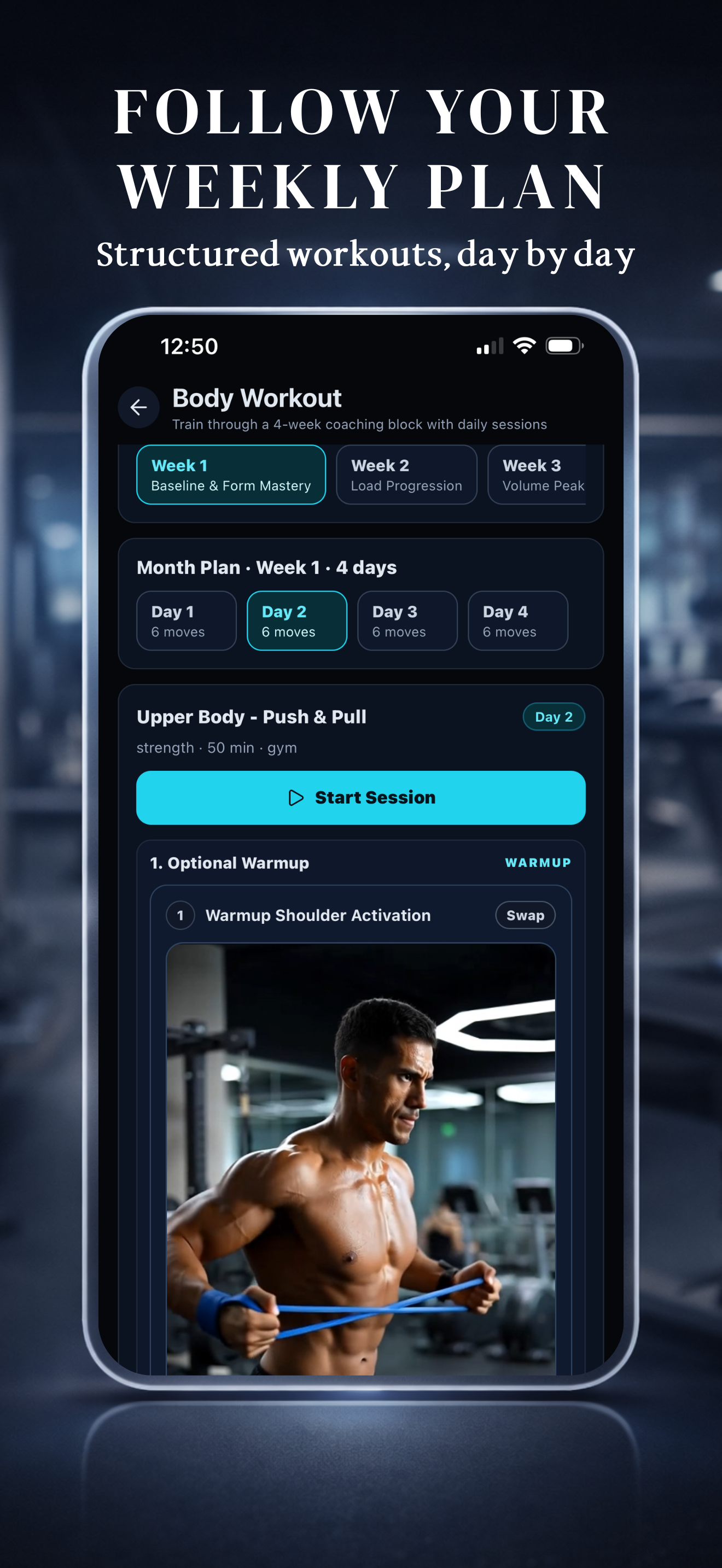 FitFace AI body exercise weekly plan